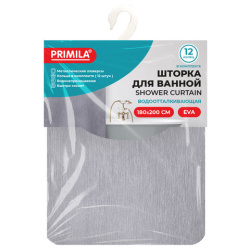 Шторка для ванной EVA, 180х200 см, кольца в комплекте, СЕРЫЕ ЛИНИИ, PRIMILA (ПРИМИЛА), 700107