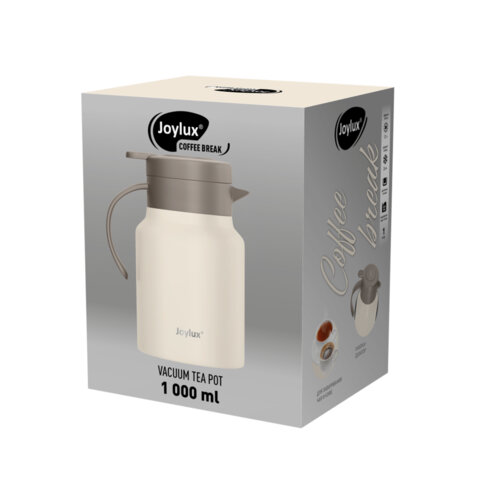 Чайник-термос 1 л JOYLUX (ДЖОЙЛЮКС) COFFEE BREAK, нержавеющая сталь SUS304, заварник/сито, бежевый матовый, 700329