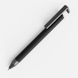 Ручка шариковая Standic Soft Touch с подставкой для телефона, черная, 14,5х1,5 см
