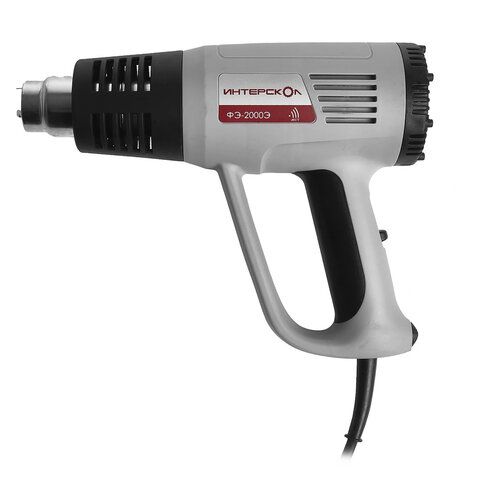 Фен технический сетевой, 2000 Вт, насадки 4 шт., рабочая температура 600 °С, расход 500 л/мин, ИНТЕРСКОЛ ФЭ-2000Э, 192.0.1.00
