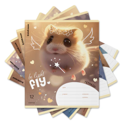 Тетрадь 12 л., клетка, обложка картон, ERICH KRAUSE, "Fluffy" (микс в спайке), 63248
