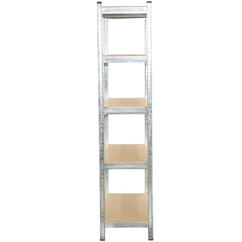 Стеллаж металлический BOOMHOUSE (БУМХАУС) безболтовой, 1800x1050x400 мм, 5 полок МДФ, серебристый, 291413