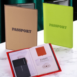 Обложка для паспорта, мягкий полиуретан, "PASSPORT", отделение для карточек
