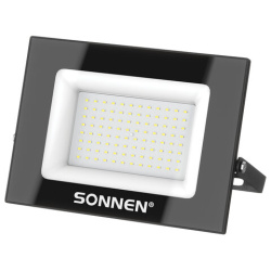 Прожектор светодиодный 100 Вт, 6500 К, 8000 Лм, IP65, 250x178x27 мм, черный, SONNEN, 238415
