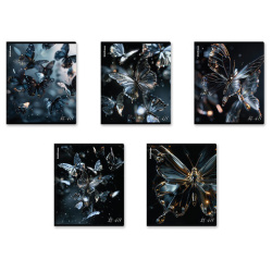 Тетрадь А5, 48 л., ERICH KRAUSE, скоба, клетка, матовая ламинация + УФ-лак, "Glass Butterflies" (микс в спайке), 63315