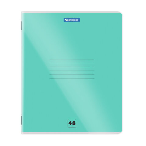 Тетрадь пластиковая обложка (прозрачная) А5, 48 листов, скоба, клетка, BRAUBERG "Smart Cover", АССОРТИ (микс в спайке), 405041