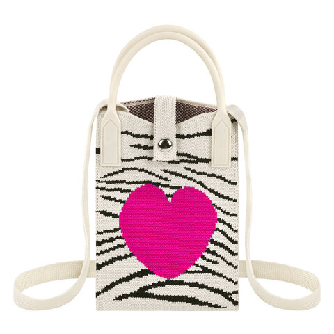 Сумочка-органайзер повседневная HEIKKI KNIT (ХЕЙКИ) кросс боди, вязаная, 17х12х5 см, "Zebra heart", 273794
