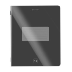 Тетрадь пластиковая обложка (прозрачная) А5, 48 листов, скоба, клетка, BRAUBERG "Smart Cover", ЧЕРНАЯ, 405040