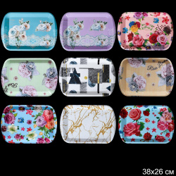 Поднос прямоугольный с ручками 38х26 см / F-59 /уп 100/