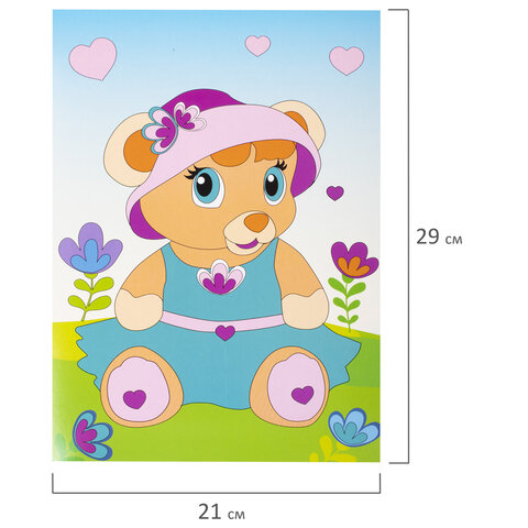 Набор для творчества "Аппликация из мягкого пластика EVA", "Мишутка", 21х29 см, ЮНЛАНДИЯ, 662355