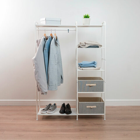 Вешалка-стеллаж "Валенсия-1", 1555х1090х300 мм, 7 полок, металл, белая, ГСВ1 Б
