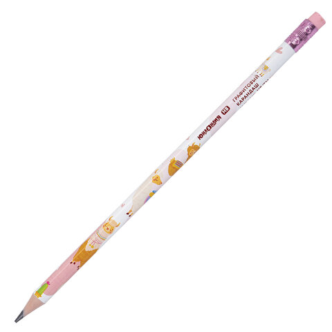 Набор карандашей чернографитных с принтом ЮНЛАНДИЯ "FAT ANIMALS", 12 штук, HB, с ластиком, корпус ассорти, 182035