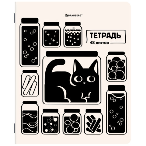 Тетради ДЭК А5 48 л. КОМПЛЕКТ 5 шт. BRAUBERG, скоба, клетка, TWIN-лак, "КОТ-НЕПОСЕДА", 404943