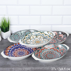 Блюдо с ручками овальное 27х17х4,5 см / ZY039 /уп 48/