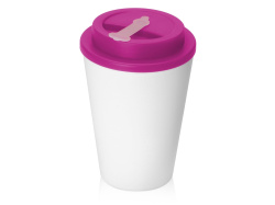 Пластиковый стакан с двойными стенками «Take away», Цвет белый/фуксия