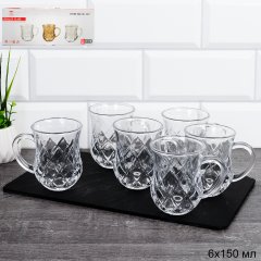 Кружка для чая 150 мл 6 штук восточная форма Ромб / D-137B /уп 12/