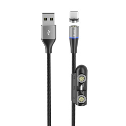 Кабель MagCable 3in1, USB2.0 - microUSB/typeC/8-pin, 1.2м, 3А, черный, OLMIO