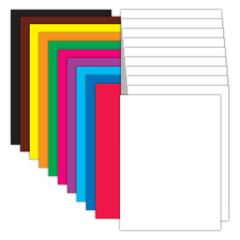 Набор цветного и белого картона мелованный A4 (белый 10 листов, цветной 20 листов, 10 цветов), BRAUBERG, 116423