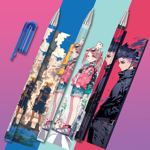 Ручка шариковая с принтом FUNSTER STICK "ANIME", СИНЯЯ, SOFT TOUCH покрытие, узел 0,7 мм, линия 0,35 мм, 144392