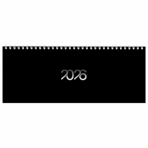 Планинг датированный 2026 285х112 мм, STAFF, гребень, картонная обложка, 64 л., "Black style", 117363