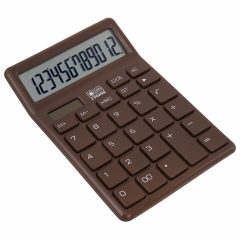 Калькулятор настольный BRAUBERG CH-12-BR (153х103 мм),12 разрядов, двойное питание, коричневый, 272961
