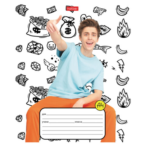 Тетрадь 12 л., HATBER клетка, обложка картон, "Влад А4" (микс в спайке), 073122, 12Т5В1