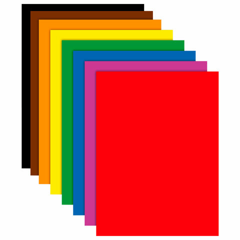 Цветная бумага А4 2-сторонняя газетная, 8 листов, 8 цветов, на скобе, ПИФАГОР, 200х283, "Тигрёнок", 116623