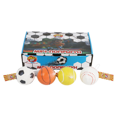 Мяч-попрыгун, 6 см, полиуретан, ассорти, 4 вида, JOLLY JOT (ДЖОЛЛИ ДЖОТ), 666127