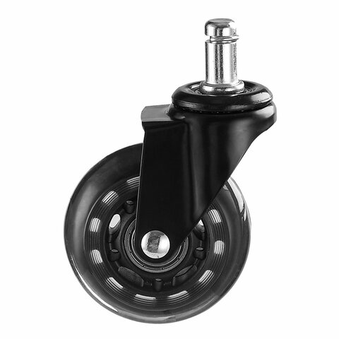 Колеса (ролики) BRABIX для кресла мягкие, резиновые, d 64 мм, КОМПЛЕКТ 5 шт., шток d 11 мм, в коробе, 533087