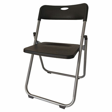 Стулья складные BRABIX "Golf Lite CF-017", КОМПЛЕКТ 4 шт., серебристый каркас, пластик, чёрный, 533034