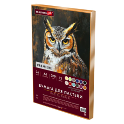 Бумага для пастели ФАКТУРНАЯ, А4, в коробке, 36 листов, 12 цветов, 270 г/м2, BRAUBERG ART, 117759