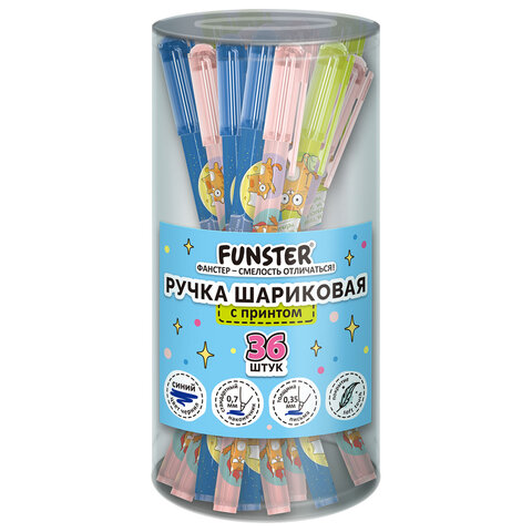 Ручка шариковая с принтом FUNSTER STICK "КОТ-ЭНТУЗИАСТ", СИНЯЯ, SOFT TOUCH покрытие, узел 0,7 мм, линия 0,35 мм, 144398