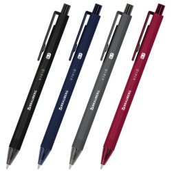 Ручка шариковая автоматическая BRAUBERG "VIVID", корпус soft-touch, СИНЯЯ, пишущий узел 0,7 мм, линия письма 0,35 мм, 144407