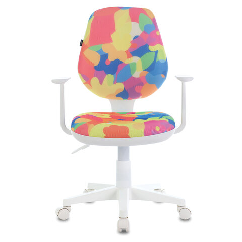 Кресло детское BRABIX "Fancy MG-201W", с подлокотниками, пластик белый, с рисунком "Abstract", 532406, MG-201W_532406