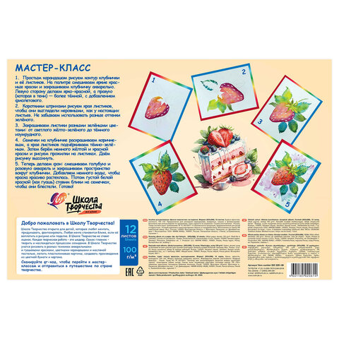 Альбом для рисования, А4, 12 листов, скоба, ЛУЧ "Школа творчества", 203х288 мм, "Торт", 35С 2281-08