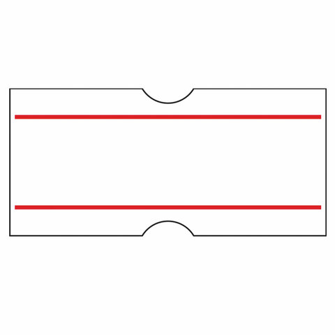 Этикет-лента 21х12 мм, прямоугольная, белая с красной полосой, комплект 5 рулонов по 600 шт., BRAUBERG, 123568