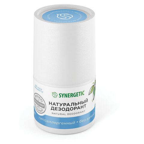 Дезодорант 50 мл SYNERGETIC "Без запаха", роликовый, натуральный, 300015