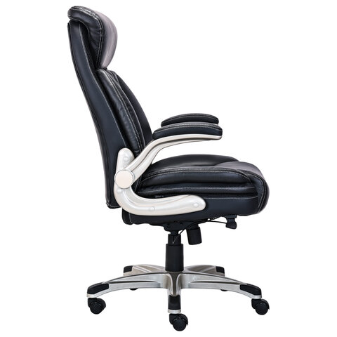 Кресло HAWASAN "Target EX-567", откидные подлокотники, рециклированная кожа, черное, 532974