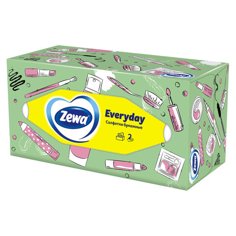 Салфетки косметические 2-слойные в картонном коробе, 250 штук, ZEMMA/ZEWA Everyday, 86791