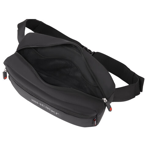 Сумка на пояс HEIKKI RIO (ХЕЙКИ) регулируемый ремень, черная, 28х16х9 см, 273886