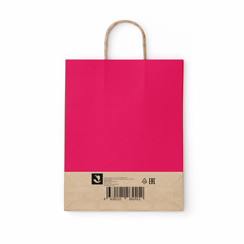 Крафт-пакет бумажный "Ruby red" 26х15х35 см, с кручеными ручками, плотность 80 г/м2, моноцвет, 112412