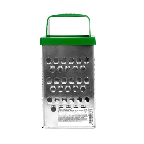 Терка 4 грани 18,2х6,2х8,5 см, белая жесть с пластиковой ручкой, BOOMHOUSE Basic, 701860