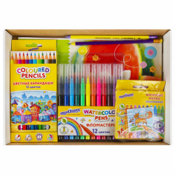 Набор для рисования и творчества "5 предметов плюс Восковые мелки в Подарок!", ЮНЛАНДИЯ, 881010