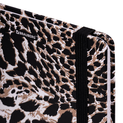 Блокнот с резинкой в клетку 96 л., А5 145х203 мм, твердая обложка, BRAUBERG," Leopard", 115535