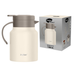 Чайник-термос 1 л JOYLUX (ДЖОЙЛЮКС) COFFEE BREAK, нержавеющая сталь SUS304, заварник/сито, бежевый матовый, 700329