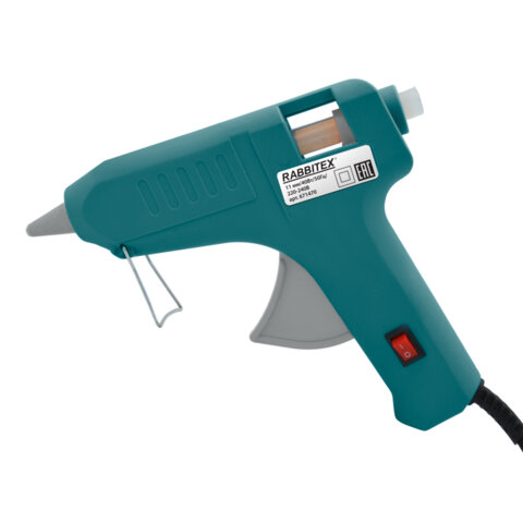 Клеевой пистолет 40 Вт, 11 мм (предохранитель, антикапля, индикатор), 10 стержней, зеленый, RABBITEX (РАББИТЕКС), 671470
