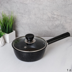 Ковш 1 л с крышкой ручка бакелит а/п корытие Черный Гранит / RSD-60/R-210 /уп 50/ 0,320/ 17*6,5 см