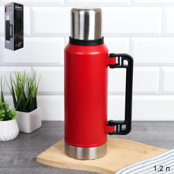 Термос 1,2 л со складной ручкой / STR-270 /уп 24/ Красный