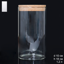 Банка для сыпучих пробковая крышка 1200 мл диаметр 10/18 см /LCSC2122/уп 50/