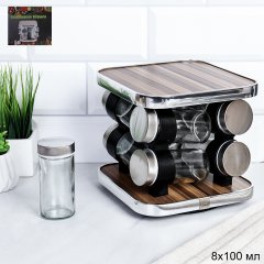 Набор для специй на подставке 8 предметов Квадрат/LQW-040-8 уп 12/